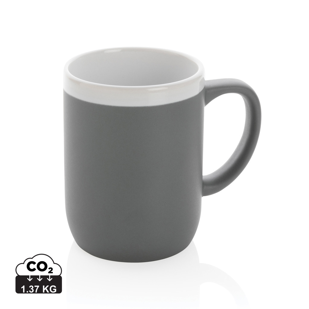 Mug mat publicitaire bord blanc 300 ml Gris et Blanc